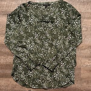 Banana Republic Green and Pink Abstract Floral Tunic Blouse